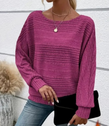 Soft Knit Batwing Sleeve Crew Neck T-Shirt