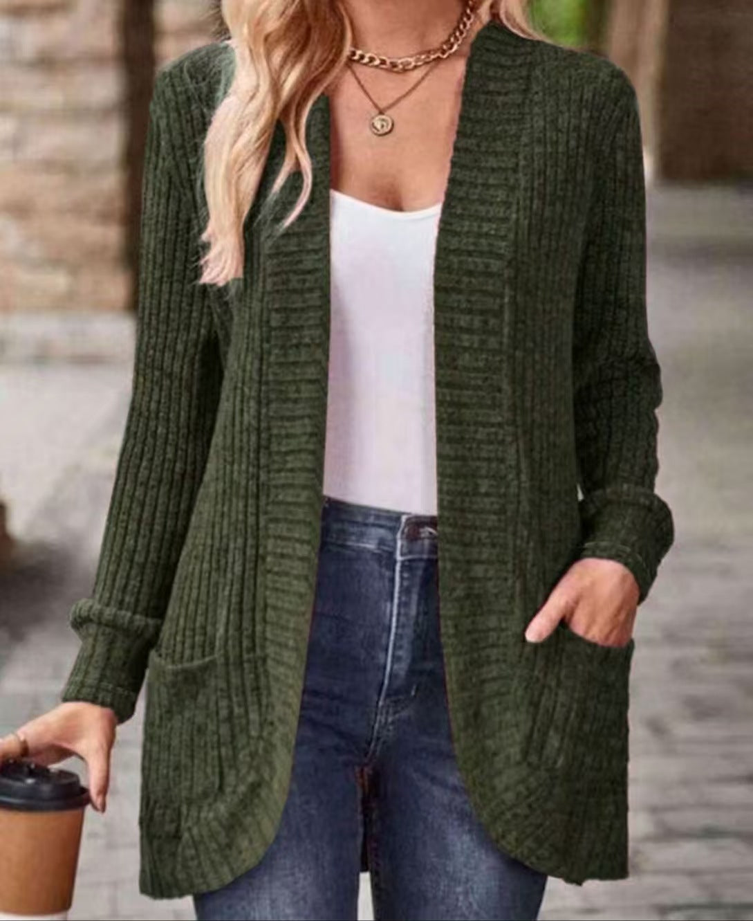 Casual Patchwork Long Sleeve Cardigan Jacket