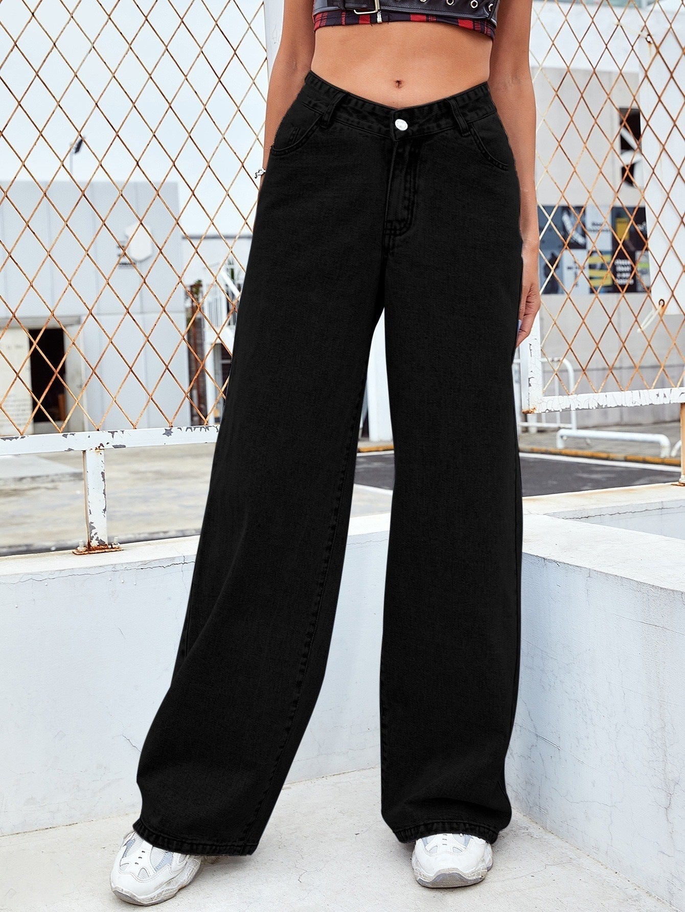 High Waist Slim Straight Jeans