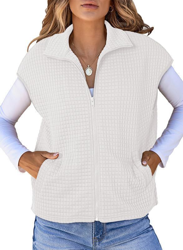 Lapel Zipper Waffle Pocket Sports Vest