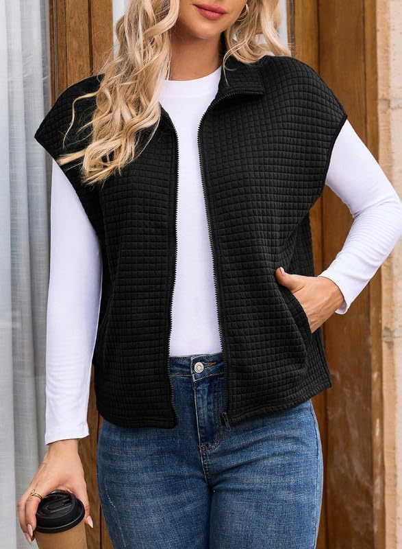 Lapel Zipper Waffle Pocket Sports Vest