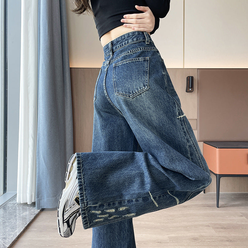 Fleece-Lined Wide-Leg Jeans