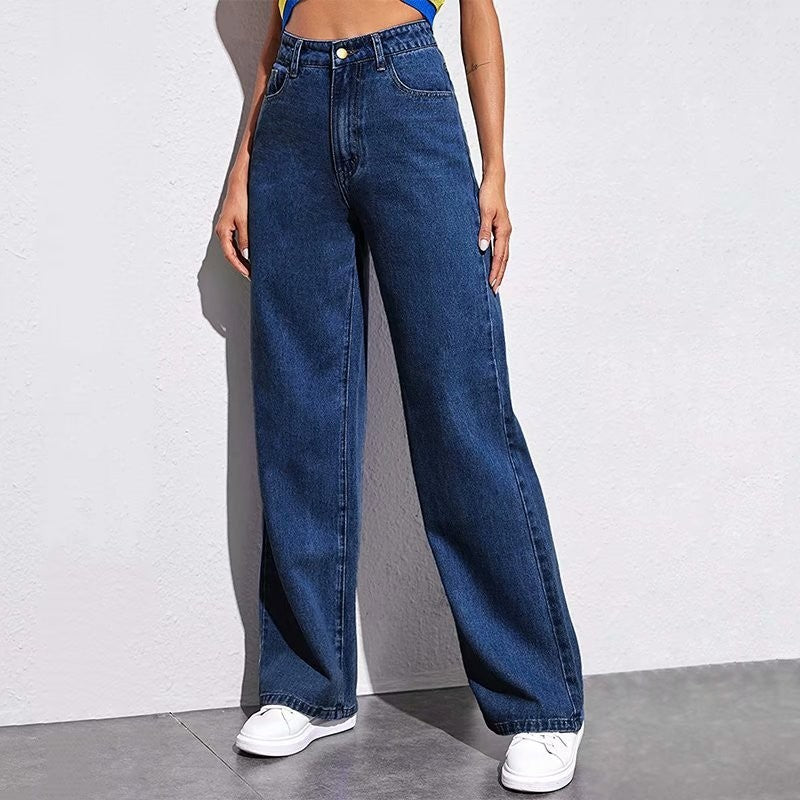 High Waist Slim Straight Jeans
