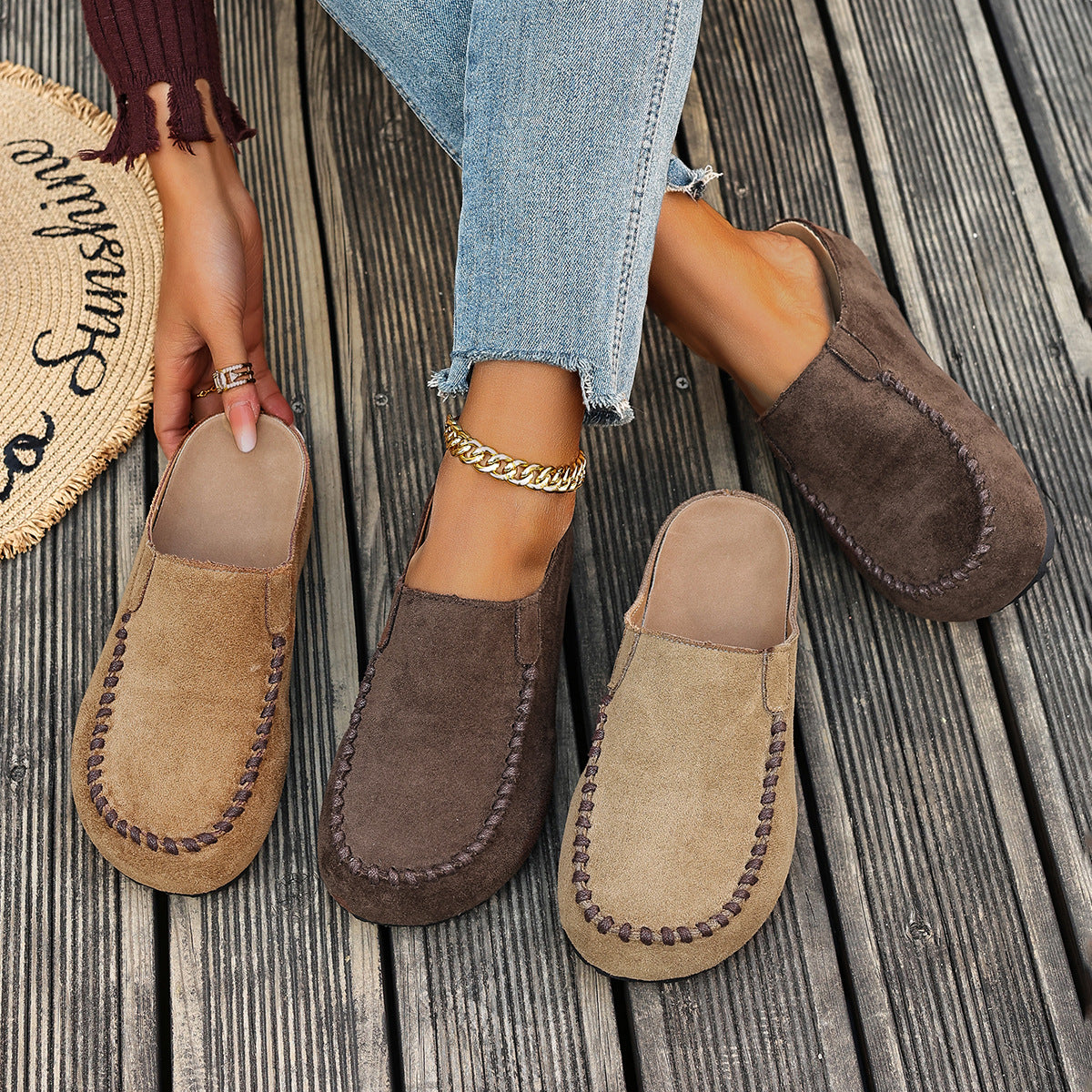 Thick-Soled Half Slippers