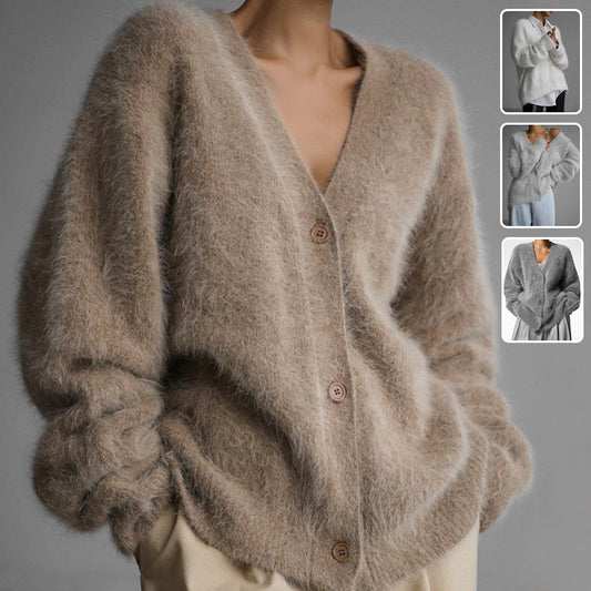 Loose V-neck Button Cardigan Knitted Sweater