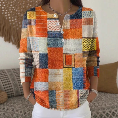 Buttoned Long-Sleeve Casual Sweater