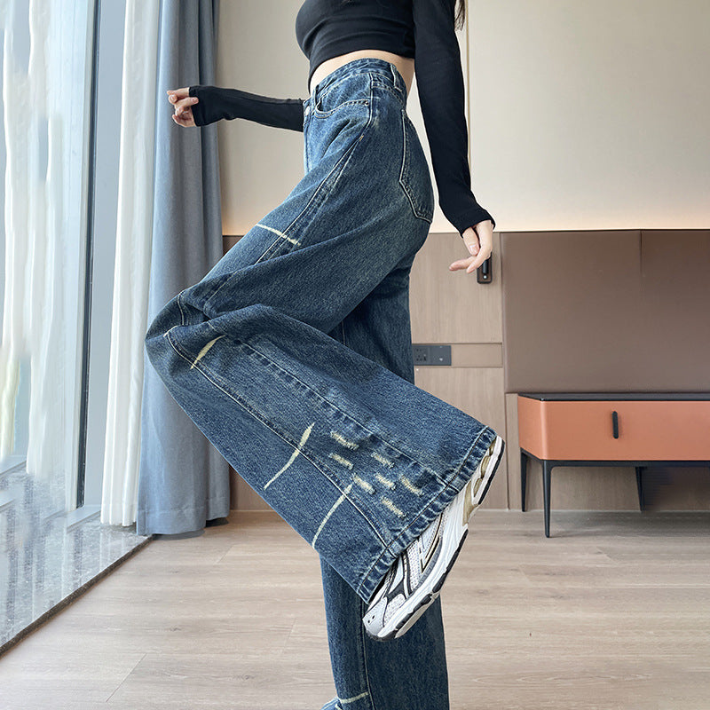 Fleece-Lined Wide-Leg Jeans