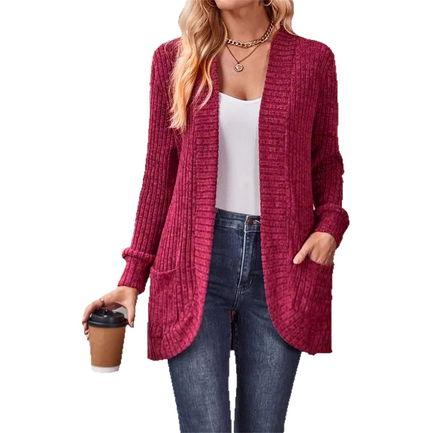 Casual Patchwork Long Sleeve Cardigan Jacket