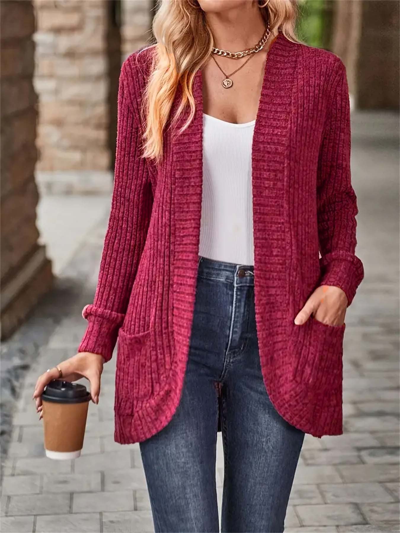 Casual Patchwork Long Sleeve Cardigan Jacket