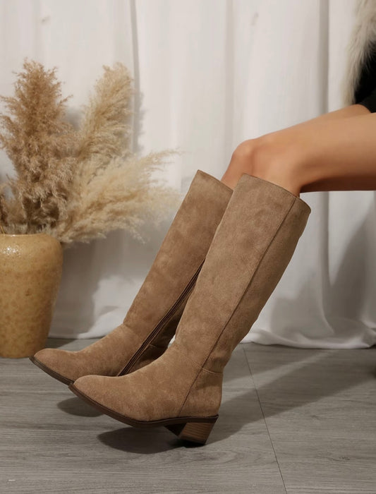 Wide-Calf Zipper Knee Boots