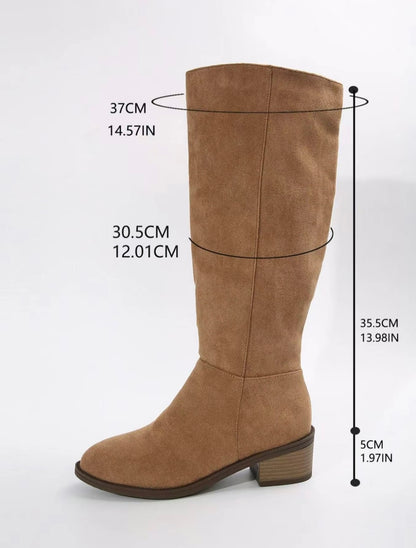 Wide-Calf Zipper Knee Boots