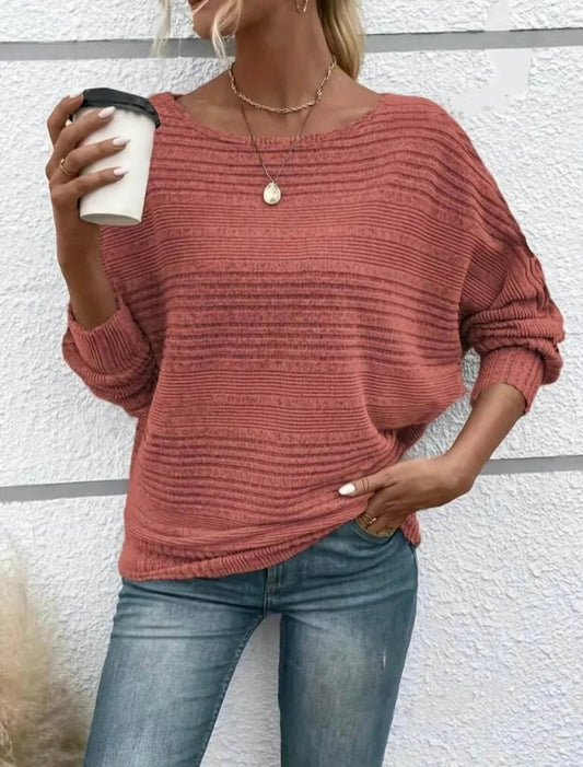 Soft Knit Batwing Sleeve Crew Neck T-Shirt