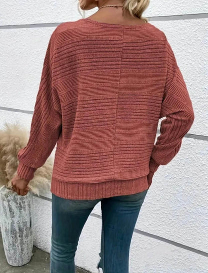 Soft Knit Batwing Sleeve Crew Neck T-Shirt