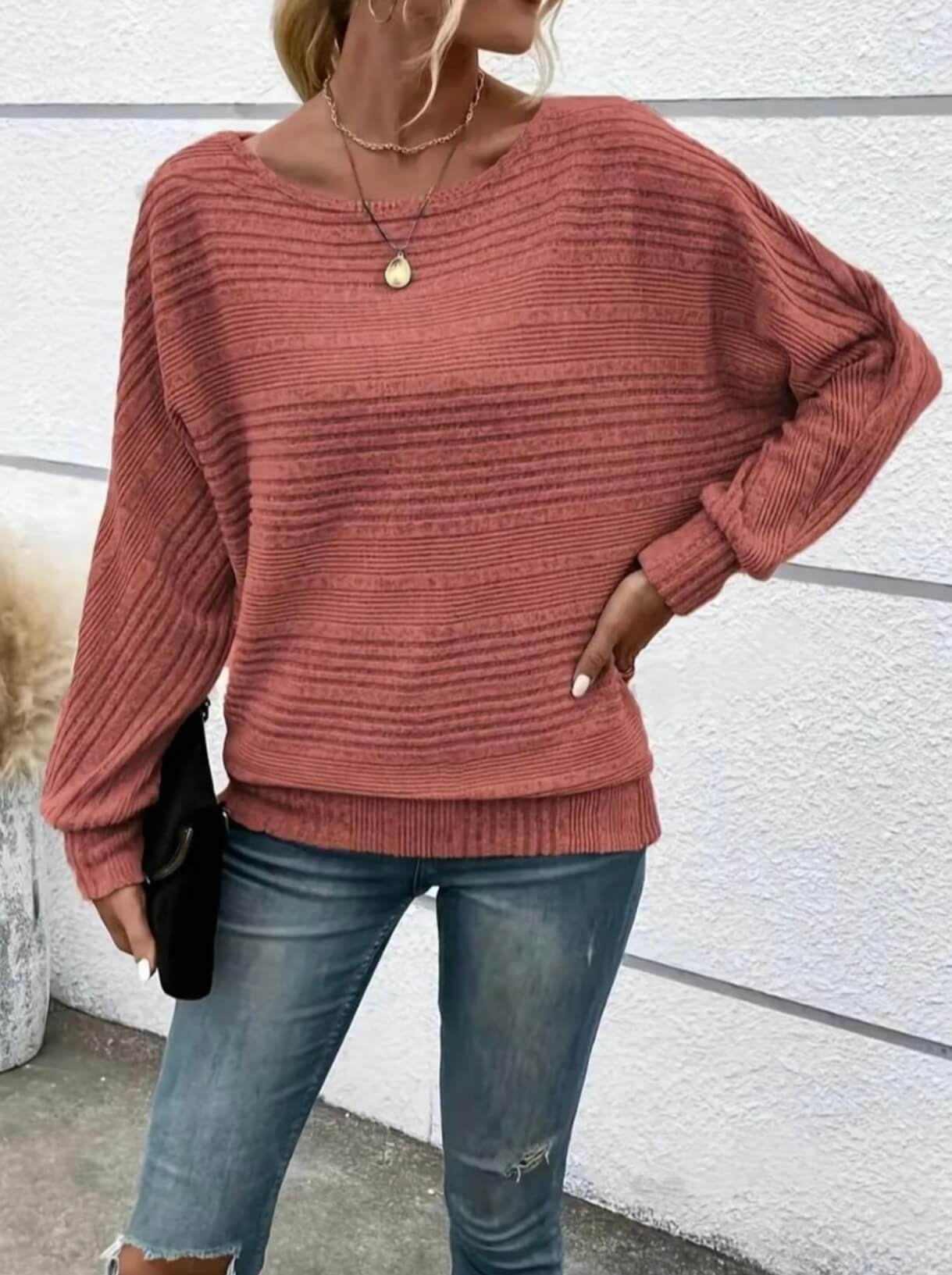 Soft Knit Batwing Sleeve Crew Neck T-Shirt