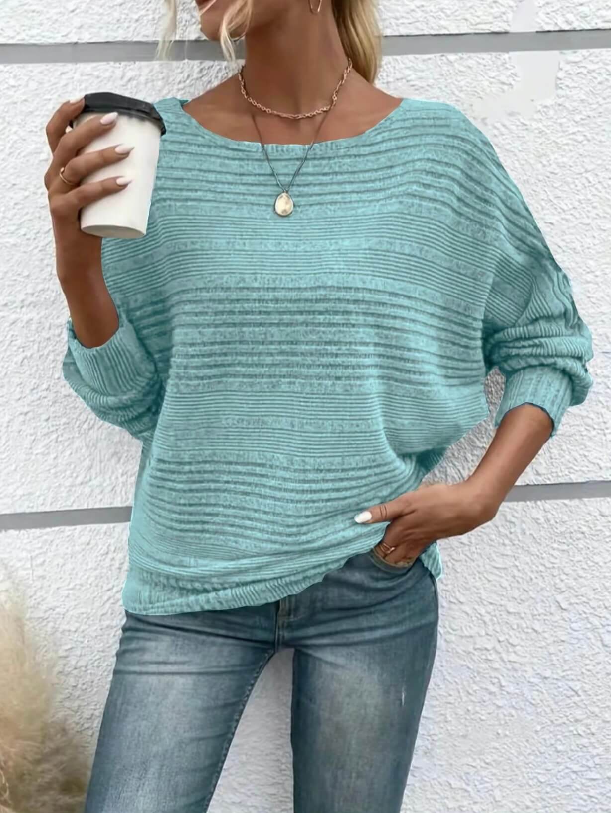 Soft Knit Batwing Sleeve Crew Neck T-Shirt