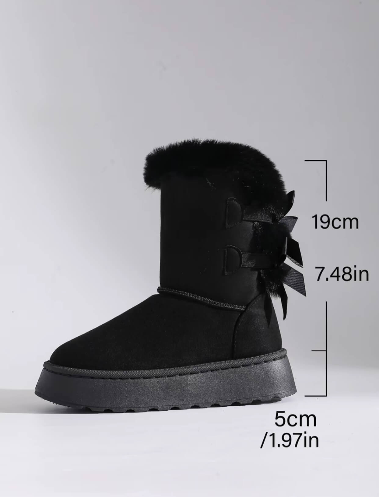Winter Bowknot Plush Snow Boots