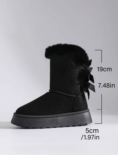 Winter Bowknot Plush Snow Boots