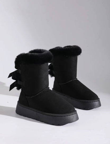 Winter Bowknot Plush Snow Boots