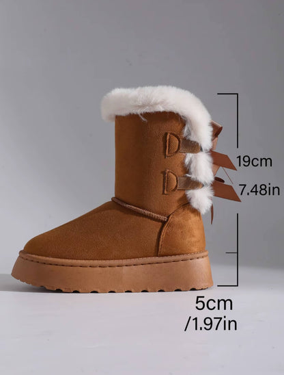 Winter Bowknot Plush Snow Boots