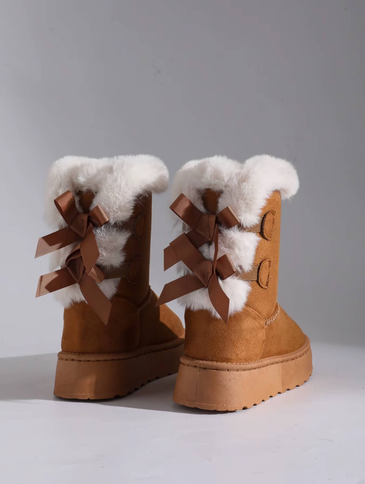 Winter Bowknot Plush Snow Boots
