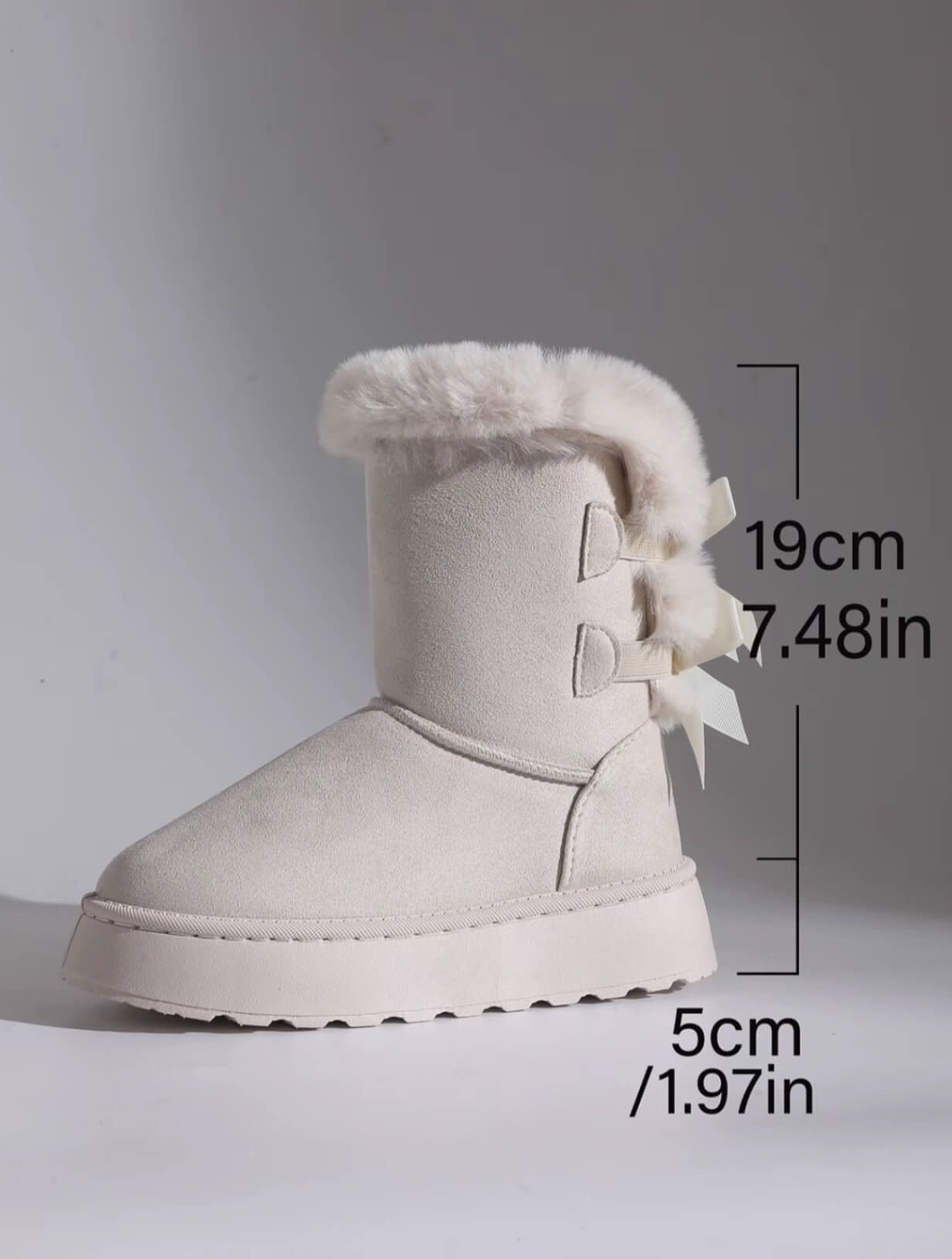 Winter Bowknot Plush Snow Boots