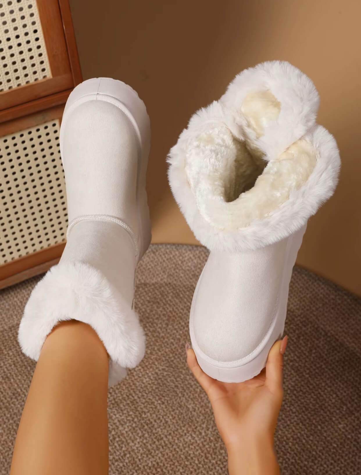 Winter Bowknot Plush Snow Boots