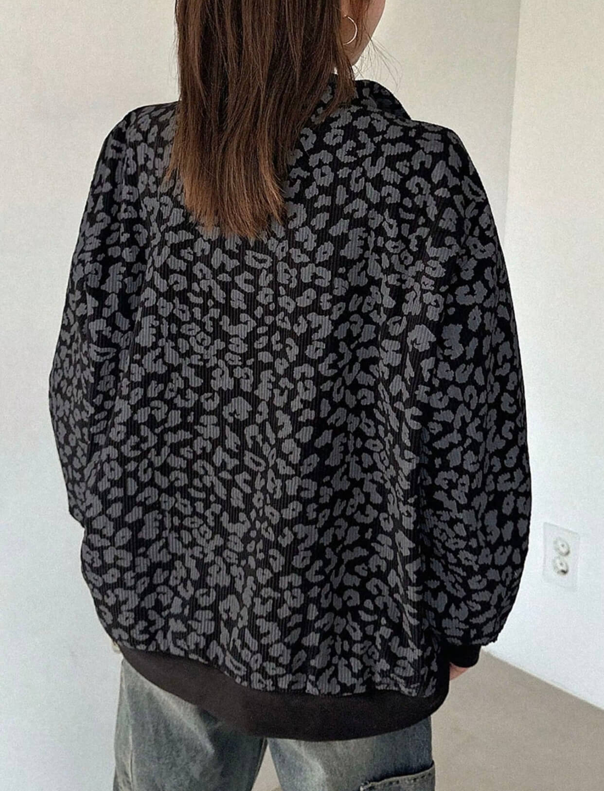 Leopard Print Quarter Zip Sweatshirt