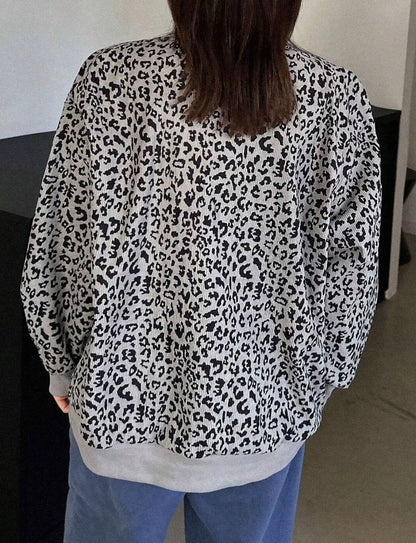 Leopard Print Quarter Zip Sweatshirt
