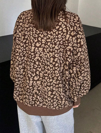 Leopard Print Quarter Zip Sweatshirt