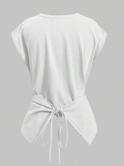 Soft Knit Crossback Tie Tee