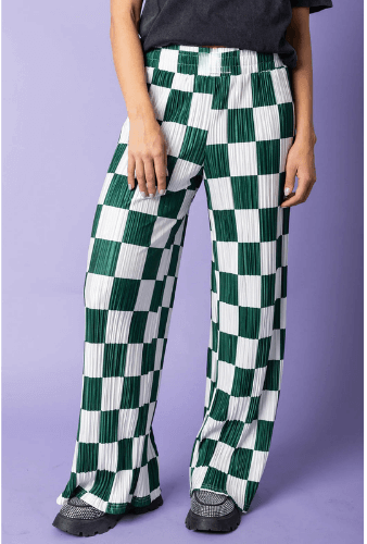 Checkered Plisse Pants