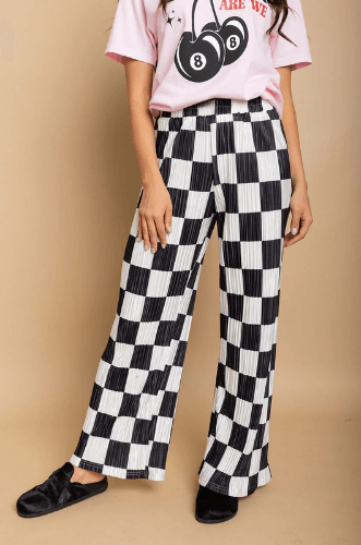 Checkered Plisse Pants