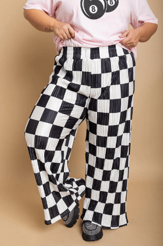 Checkered Plisse Pants