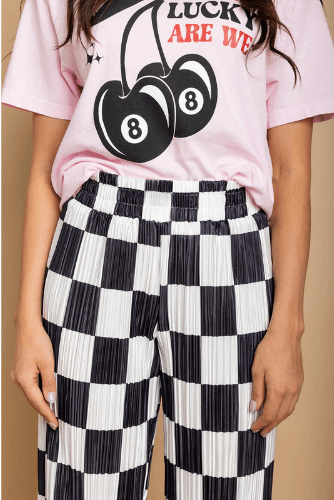Checkered Plisse Pants