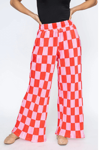 Checkered Plisse Pants