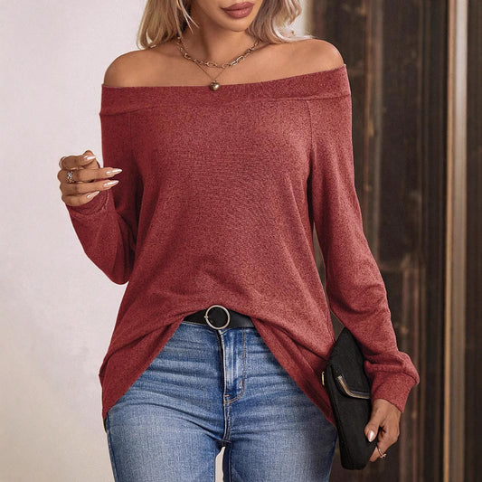Women's Off-neck Long-sleeved Sweater