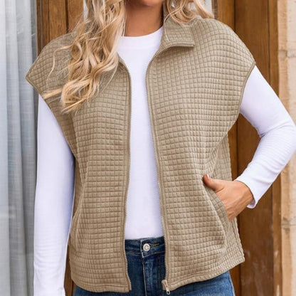 Lapel Zipper Waffle Pocket Sports Vest