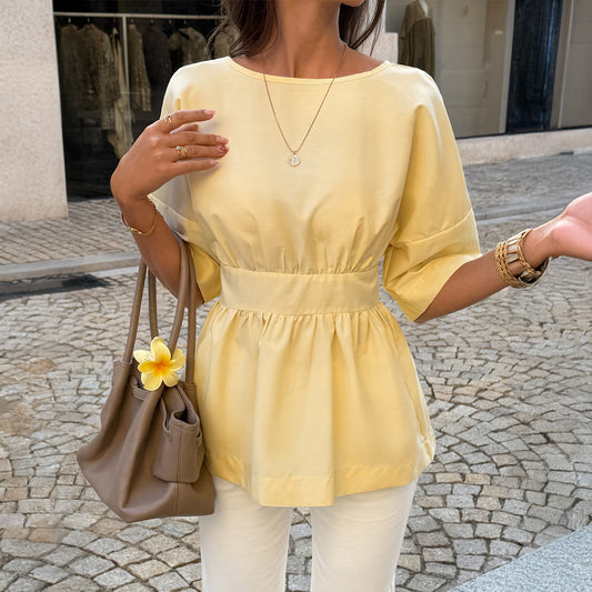 Backless Lace-Up Blouse