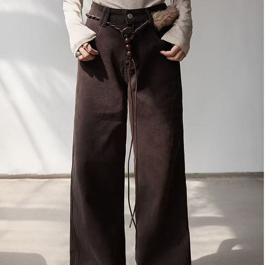 Belted Straight-Leg Jeans