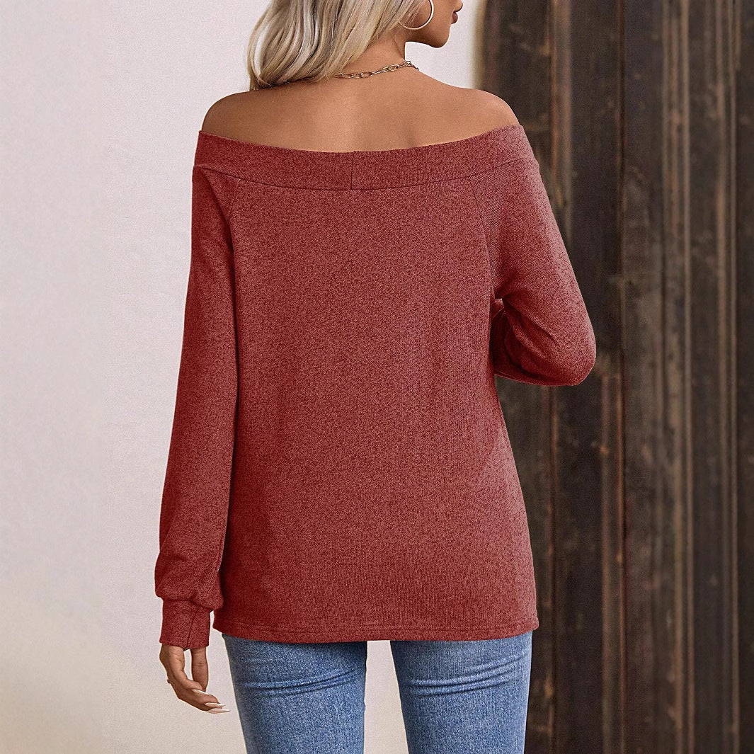 Women's Off-neck Long-sleeved Sweater