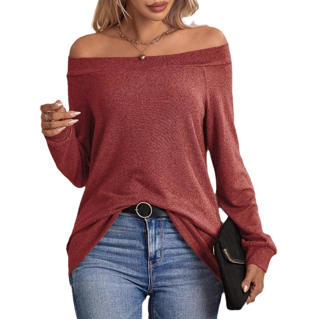Women's Off-neck Long-sleeved Sweater