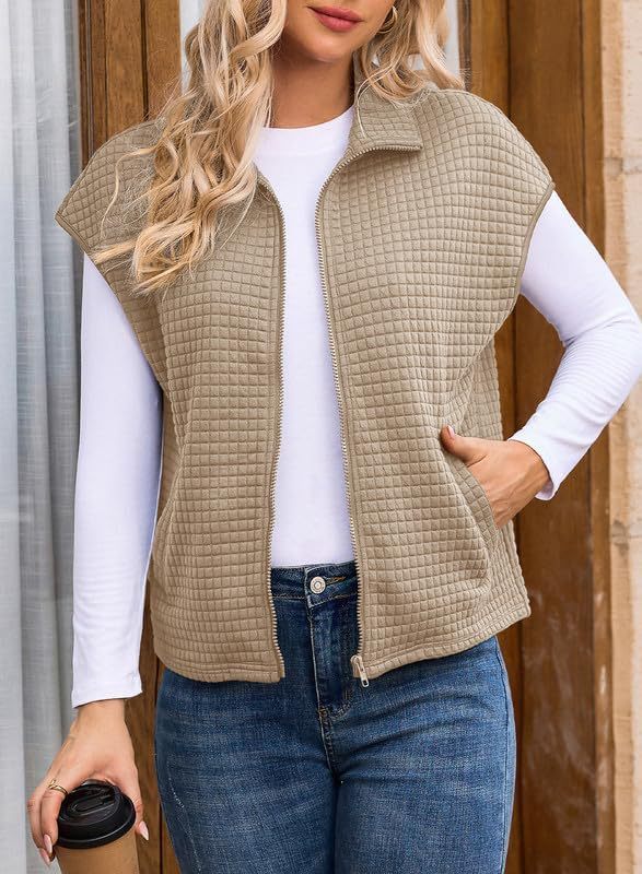 Lapel Zipper Waffle Pocket Sports Vest