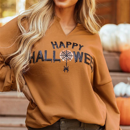 Chestnut Sequin Graphic Long Sleeve Loose Top