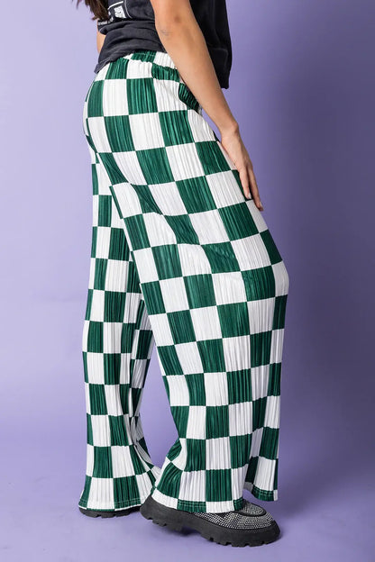 Checkered Plisse Pants