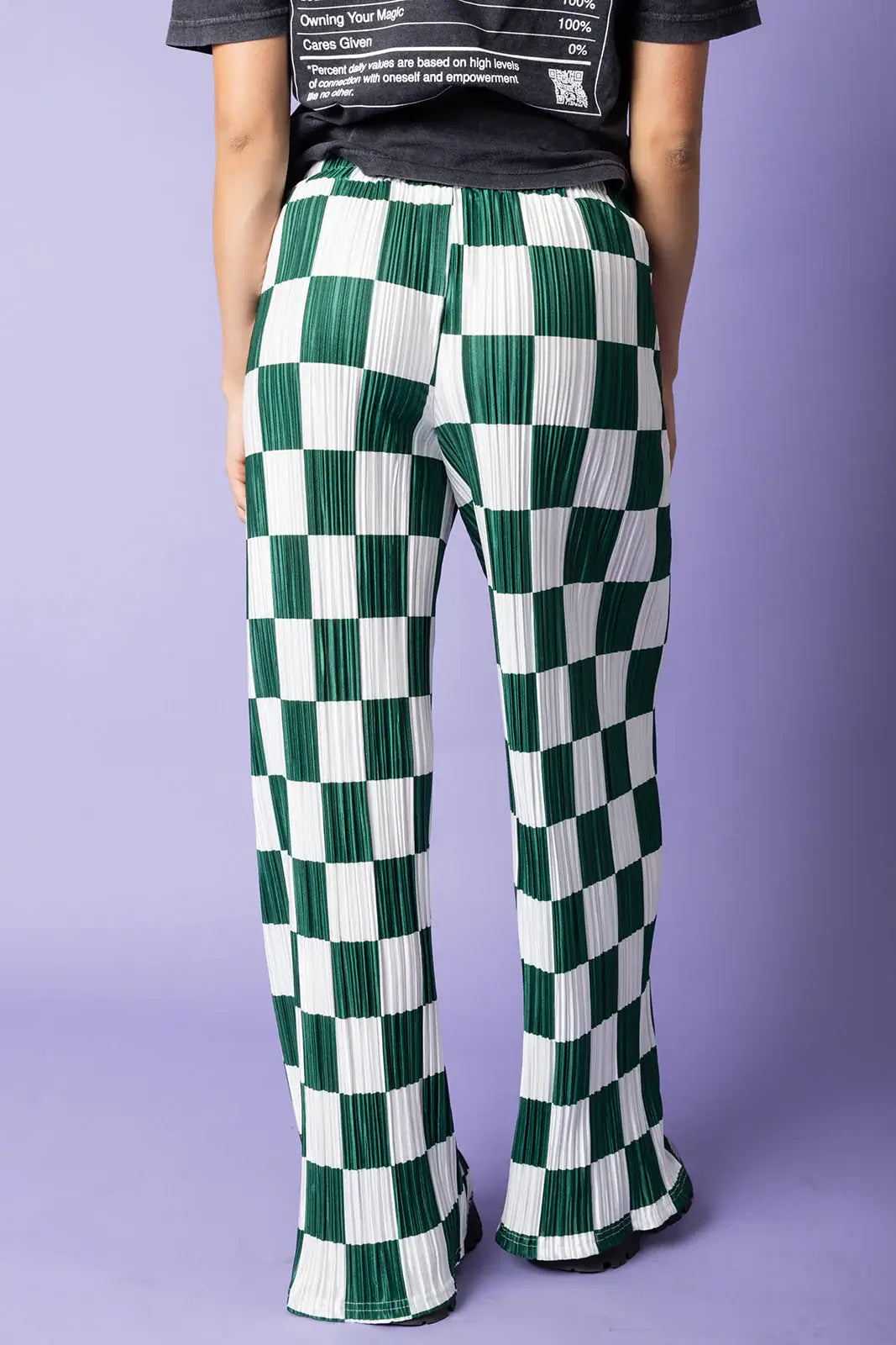 Checkered Plisse Pants