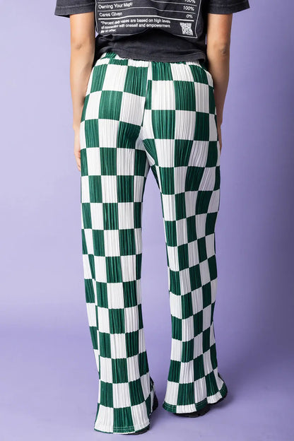 Checkered Plisse Pants