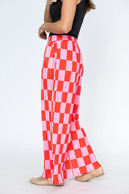 Checkered Plisse Pants