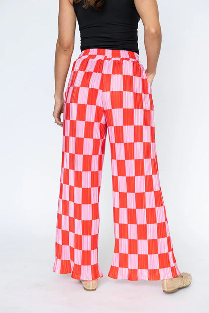 Checkered Plisse Pants